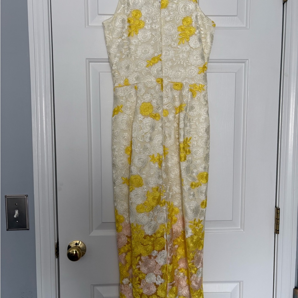 Dress the Population Cream Lace Maxi with Yellow Floral Embroidery - Picture 4 of 8